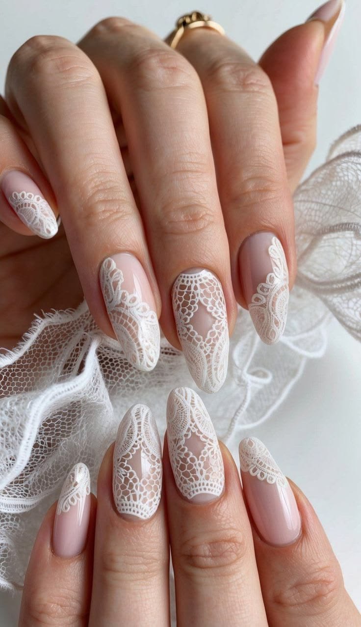 The Timeless Allure of  White Lace-Inspired Nail Art
