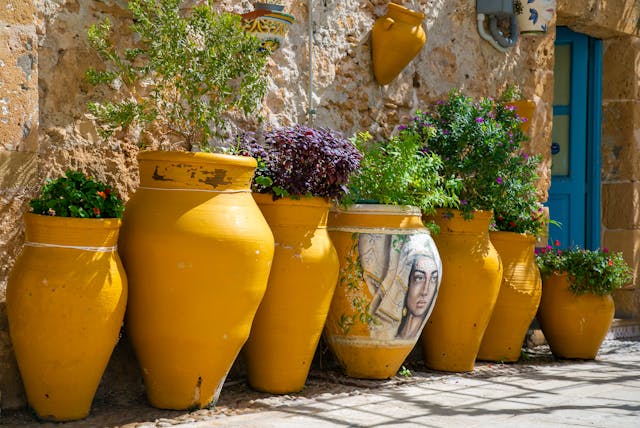 Yellow pottery jars