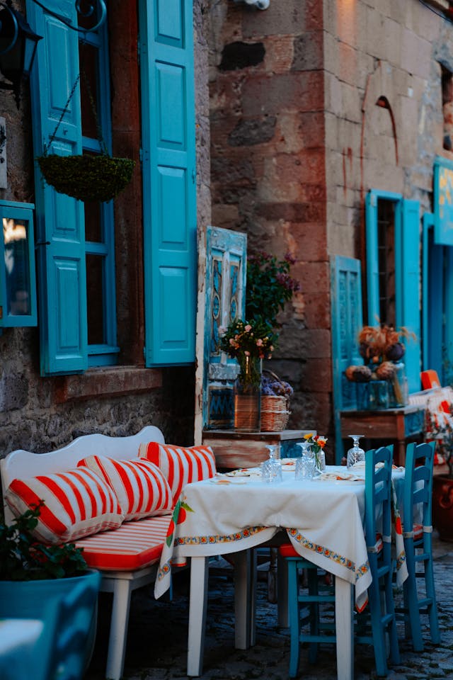 Outdoor Mediterranean cafe