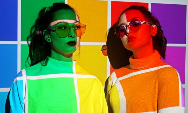 Bright Colours across face to demonstrate chroma in colour season analysis