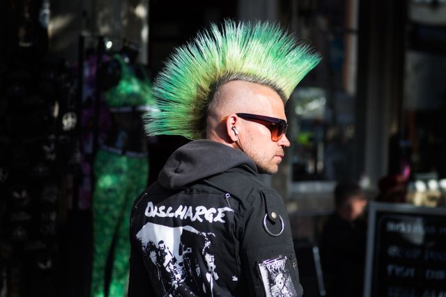 punk with green mohawk